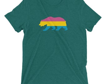 Pansexual Pride - CA Bear Silhouette on Tri-Blend Shirt