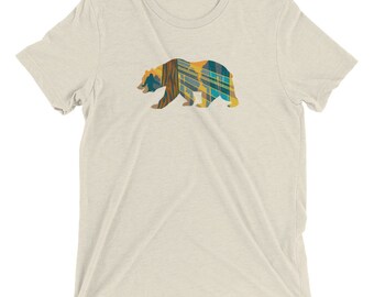 Bigfoot in the Redwoods - CA Bear Silhouette on Tri-Blend Shirt