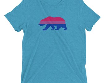 Bisexual Pride - CA Bear Silhouette on Tri-Blend Shirt