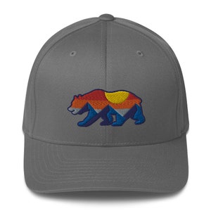 Mountain Sunset - CA Bear Silhouette on Flexfit Hat