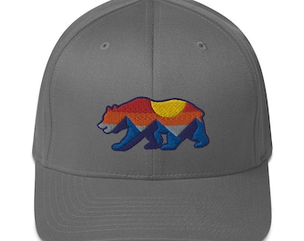 Mountain Sunset - CA Bear Silhouette on Flexfit Hat