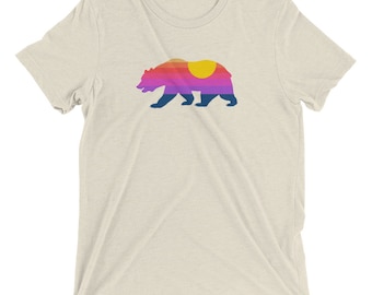 Sunset - CA Bear Silhouette on Tri-Blend Shirt
