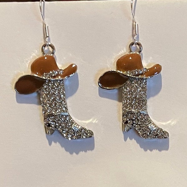 Rhinestone Cowboy Boot Earrings Etsy