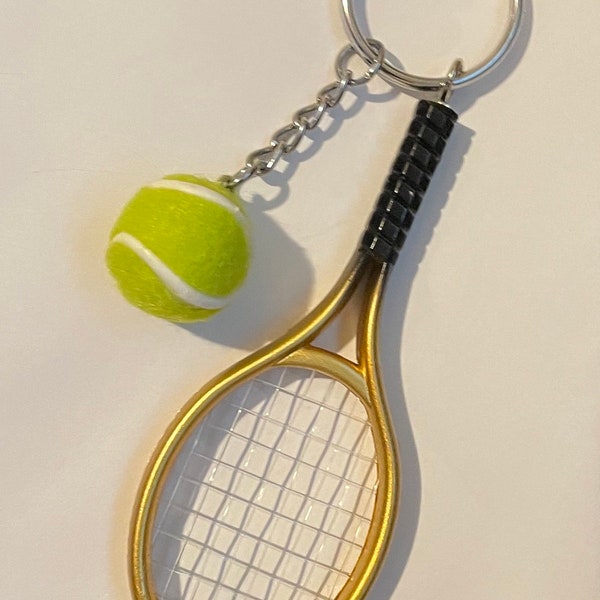 Tennis Ball and Racket Keychain