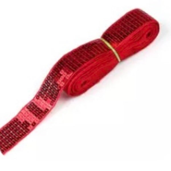 1” Red Sequin Ribbon by the Yard