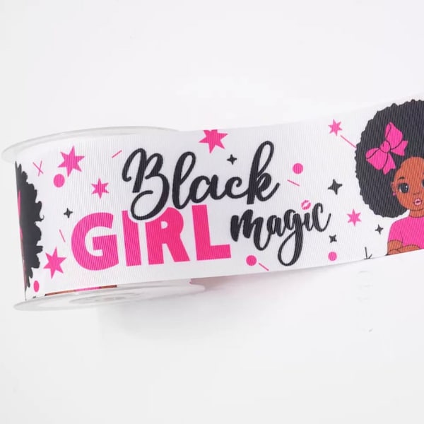 1” Black Girl Magic Grosgrain Ribbon