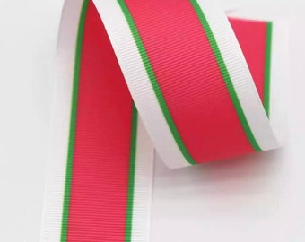 1.5” Pink & Green Grosgrain Ribbon by the Yard