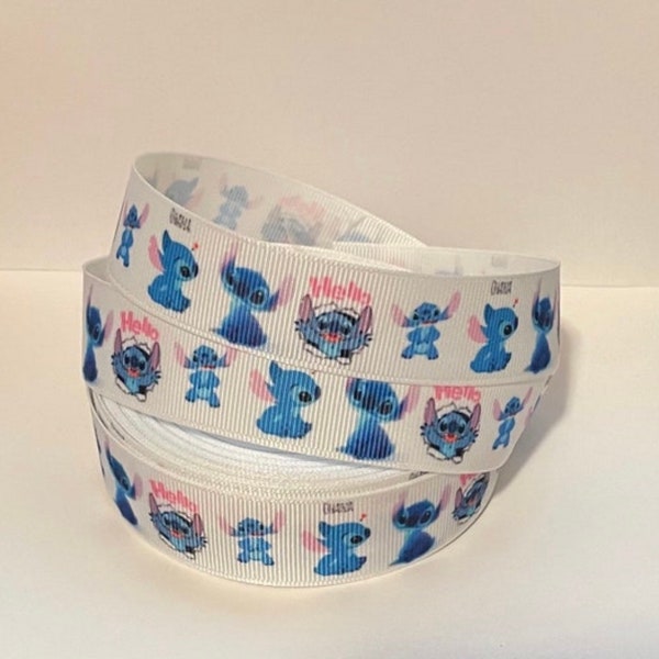 7/8” Lilo and Stitch Grosgrain Ribbon by the Yard