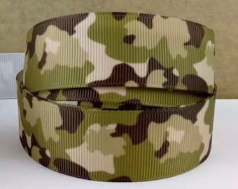 7/8” Camouflage Grosgrain Ribbon by the Yard