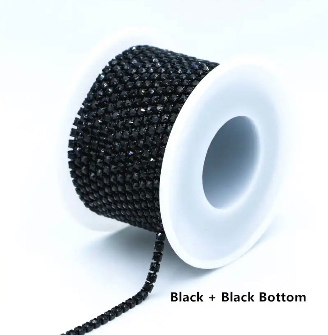 Black Rhinestone Chain Trim by the Yard - Etsy