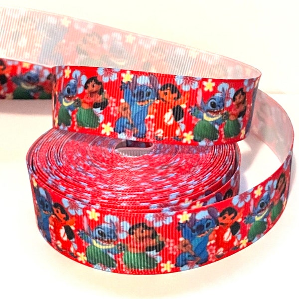 7/8” Lilo and Stitch Grosgrain Ribbon by the Yard