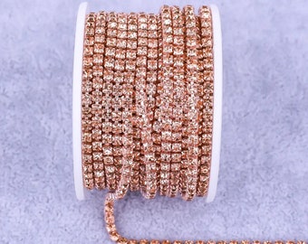 Peach Rhinestone Chain Trim by the Yard