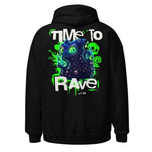 Abbigliamento da festa | Felpa con cappuccio Rave | È ora di delirare | CATSONDRUGS.COM | Felpa con cappuccio Techno | Abbigliamento da rave | Abbigliamento Rave | Moda Rave | Abbigliamento Techno