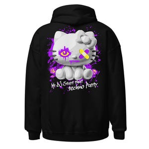Abbigliamento da festa | Felpa con cappuccio Rave | Gatto Tecnologico | CATSONDRUGS.COM | Felpa con cappuccio Techno | Abbigliamento da rave | Abbigliamento Rave | Moda Rave | Abbigliamento tecnico