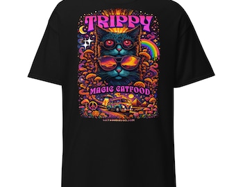 サイケデリックな衣装 | サイケデリックなTシャツ | 魔法のキャットフード | CATSONDRUGS.COM | トリッピーなTシャツ | サイケデリックな服 | サイケデリックな衣類