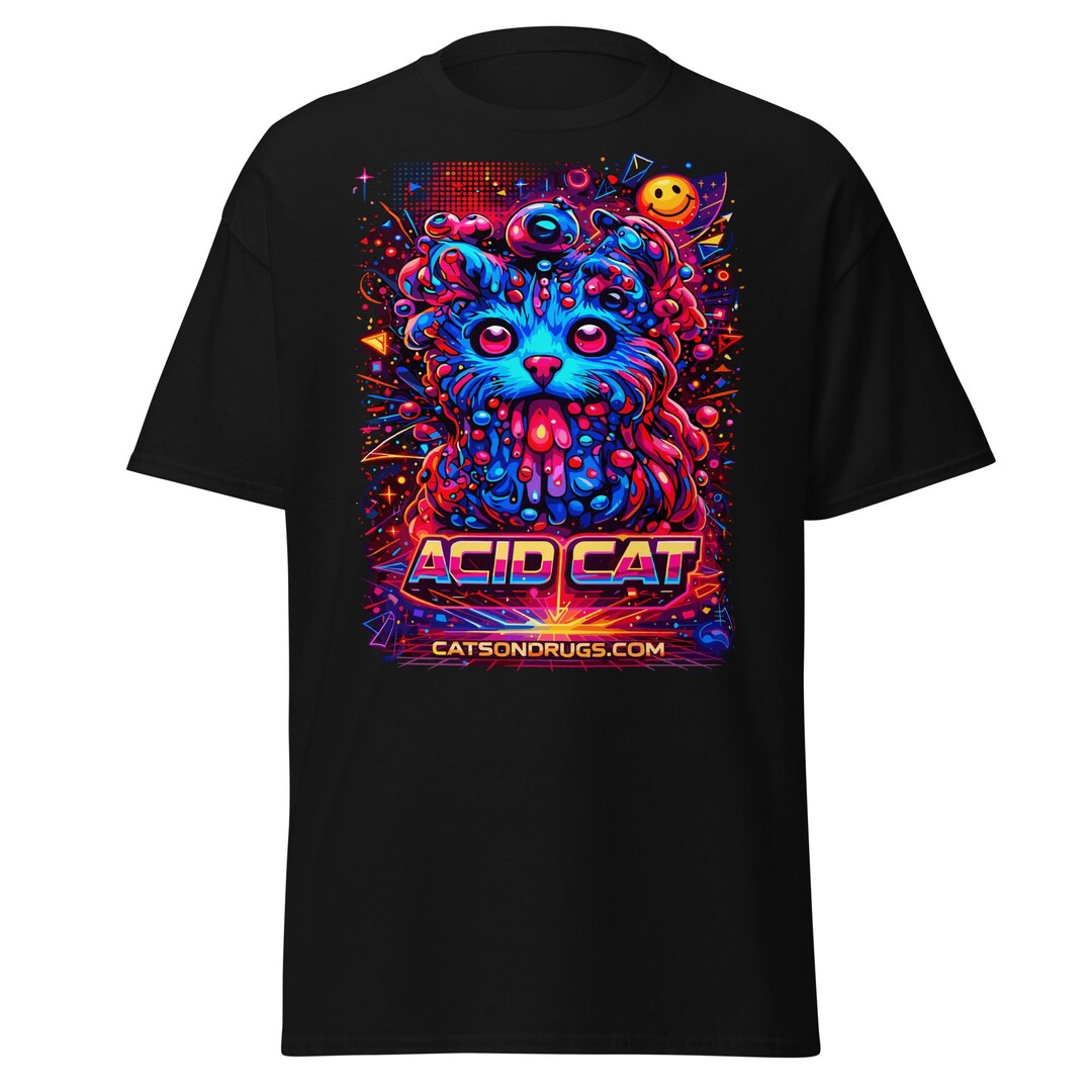 Acid Merch Acid T-shirt | Acid Wear | Psychedelic Acid Cat | CATSONDRUGS.COM ...
