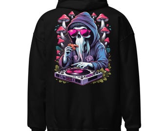 Rave Hoodie – Psychedelic Techno Hoodie, DJ Ghost, Unisex Festival Rave Outfit by CATSONDRUGS.COM