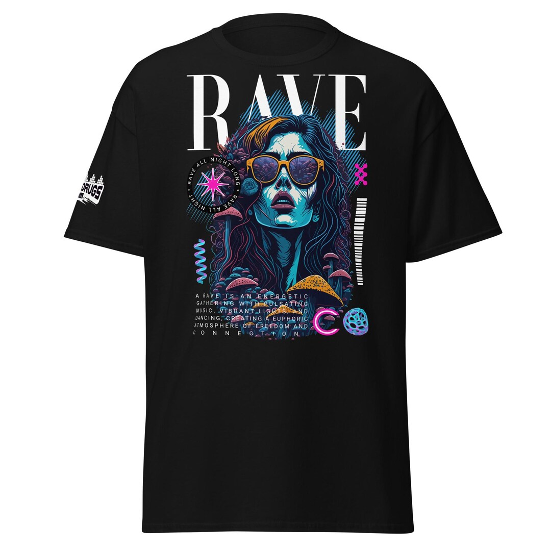 Rave Outfit | Rave T-shirt | Rave Cover Girl | CATSONDRUGS.COM | Techno ...