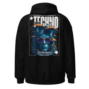 Abbigliamento da festa | Felpa con cappuccio Rave | Joker tecnologico | CATSONDRUGS.COM | Felpa con cappuccio Techno | Abbigliamento da rave | Abbigliamento Rave | Moda Rave | Abbigliamento tecnico