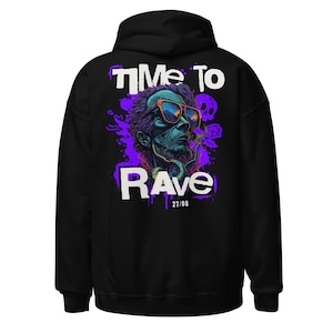 Rave Outfit | Rave Hoodie | Time to Rave | CATSONDRUGS.COM | Techno Hoodie | Rave Wear | Rave Clothing | Rave Fashion | Techno Outfit