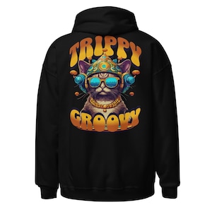 Funny Cat Hoodie – Psychedelic Feline Trippy Groovy Sweatshirt, Cute & Hilarious Cat Lover Pullover by CATSONDRUGS.COM