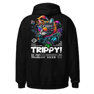 Trippy Outfit | Rave Hoodie | Trippy Cat | CATSONDRUGS.COM | Techno Hoodie | Rave Wear | Rave Clothing | Rave Fashion | Psychedelic Outfit