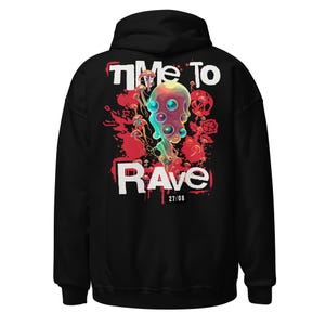 Rave Outfit | Rave Hoodie | Time to Rave | CATSONDRUGS.COM | Techno Hoodie | Rave Wear | Rave Clothing | Rave Fashion | Techno Outfit