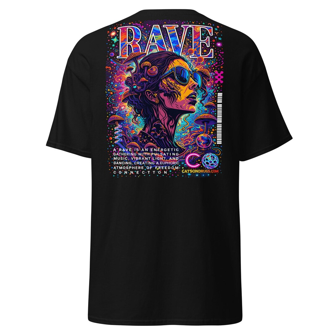 Rave Outfit | Rave T-shirt | Rave Cover Girl | CATSONDRUGS.COM | Techno ...
