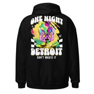 Rave Outfit | Rave Hoodie | One Night Detroit | CATSONDRUGS.COM | Techno Hoodie | Rave Wear | Rave Clothing | Rave Fashion | Techno Wear