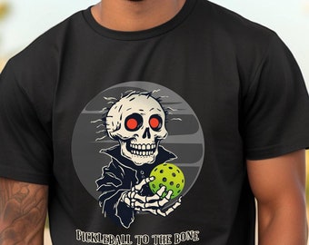 Pickleball Graphic Tee, Skeleton Playing Pickleball, Pickleball T-Shirt, Pickleball Lover Gift, Pickleball Apparel, Gift for Pickleballers