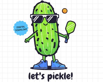 Pickleball PNG, Fun Pickle Character Clipart, Digital Download for Pickleballers, Sublimation Design for Pickleball Projects, Printable Art