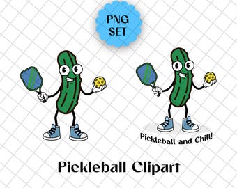 Pickleball PNG Set of 2, Pickleball Pickles Clipart Set, Pickleball and Chill, Printable Digital Art for Pickleball Projects, Sublimation