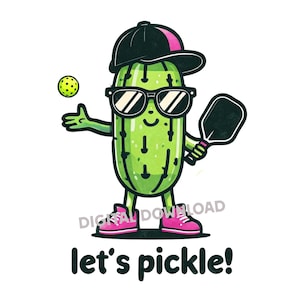 Pickleball PNG, Pickle Playing Pickleball Digital Clipart, Digital Download for Pickleballers, Sublimation Design for Pickleball Projects
