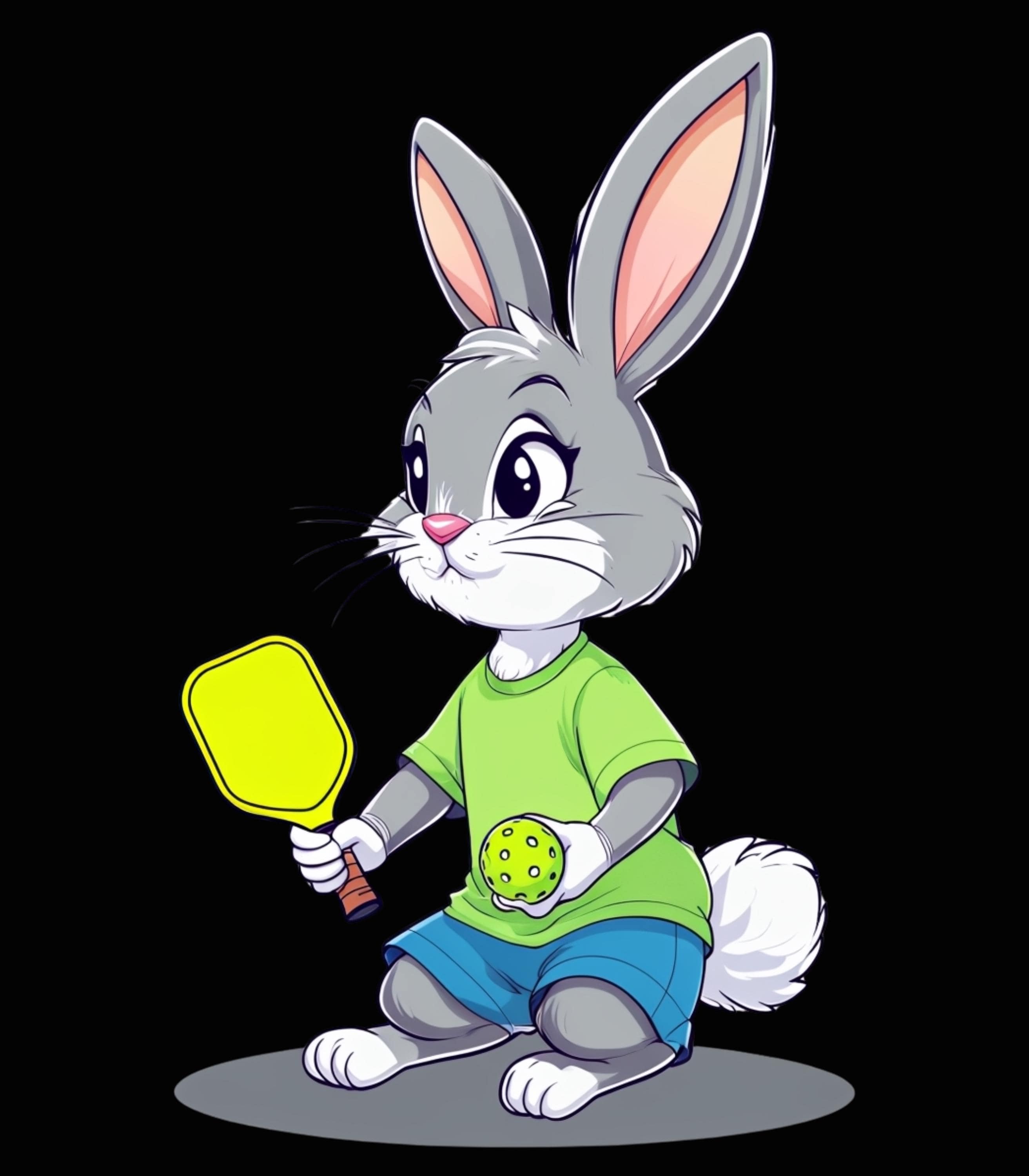 Easter Bunny Pickleball PNG, Cartoon Pickleball Rabbit Clipart | Easter ...