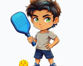 Pickleball Player PNG, Cute Pickleball Clipart, Digital Download, Sublimation Design for POD, PNG for Pickleball, Printable Pickleball Art
