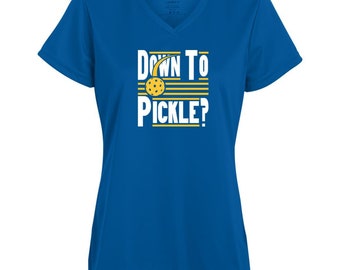 Bis hin zu Pickle? Feuchtigkeitsableitendes Damen-T-Shirt mit V-Ausschnitt und kurzen Ärmeln, T-Shirt für Pickleballer, Geschenk für Pickleball-Spieler, leichtes T-Shirt