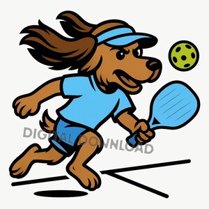 Pickleball PNG, Athletic Cocker Spaniel Playing Pickleball, Dog Clipart for POD, Pickleball Character Digital Download, Clipart for Stickers
