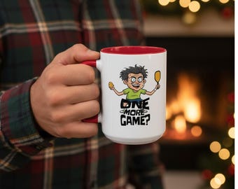 Pickleball Mug, Colorful Ceramic Accent Mug for Pickleball Fans, One More Game Pickleball Humor, Gift for  Pickleball Players, Coffee Mug