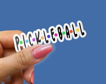 Pickleball Sticker with Colorful Pickleballs, Kiss-Cut Vinyl Decal, Gift for Pickleball Players, Sticker for Water Bottle, Yeti Decal
