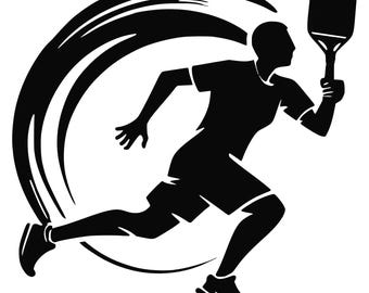 Pickleball Player PNG and SVG, Pickleball Clipart, Pickleball Silhouette for Cricut, Sublimation, and Team Apparel, Pickleball Logo Design