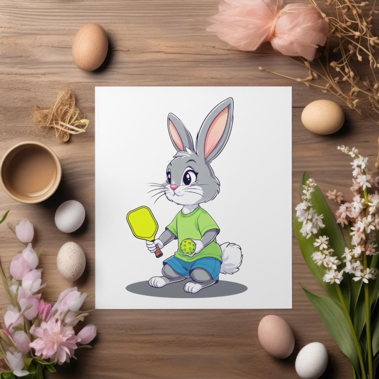Easter Bunny Pickleball PNG, Cartoon Pickleball Rabbit Clipart | Easter ...