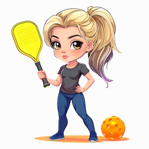 Women&#39;s Pickleball PNG, Cute Pickleball Clipart, Digital Download, Sublimation Design for POD, Pickleball Babe, Printable Pickleball Art