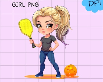 Women's Pickleball PNG, Cute Pickleball Clipart, Digital Download, Sublimation Design for POD, Pickleball Babe, Printable Pickleball Art