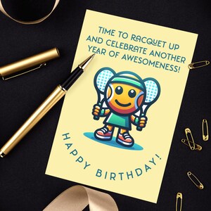 Tennis Themed Birthday Card, Digital Download for Tennis Players, Birthday Card PDF, Instant Download, Printable JPEG, PNG Birthday Card