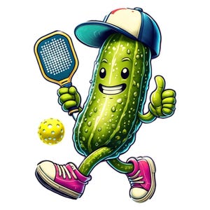 Pickleball PNG, Cartoon Pickle Character, Funny Pickleball Design, Digital Download, Digital Design for Pickleball Projects, Clipart for POD