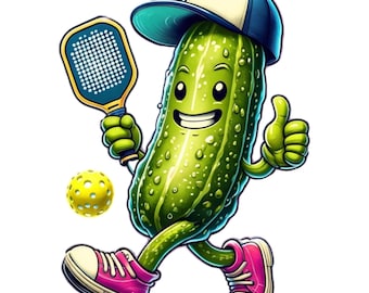Pickleball PNG, Personaggio dei cartoni animati Pickle, Design divertente Pickleball, Download digitale, Design digitale per progetti Pickleball, Clipart per POD