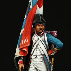 Tin soldier Museum (TOP) Napoleonic French Revolutionary Standard Bearer - 109th Demi Brigade  75 mm  Napoleonic Wars