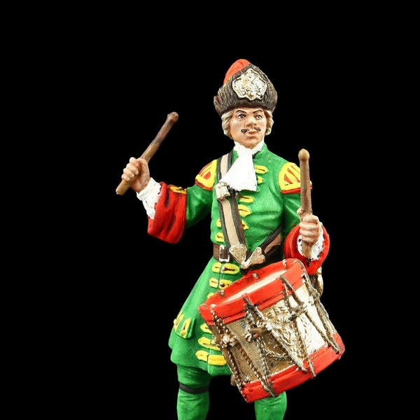 Tin soldier Collectible Grenadier Drummer of Preobrazhensky Regiment, Russia, 1708-12 54 mm Russian State