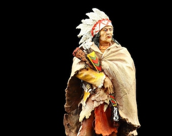 Tennsoldat, samlarfigur, kråkindian. Före reservationsperiod, 1850-1860, 54 mm, amerikanska ursprungsbefolkningar.