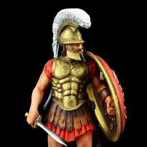 Tin soldier Collectible Greek &quot;Siceliota&quot; Hoplite with a Thracian Helmet, V c. B.C.  54 mm  Ancient Greece